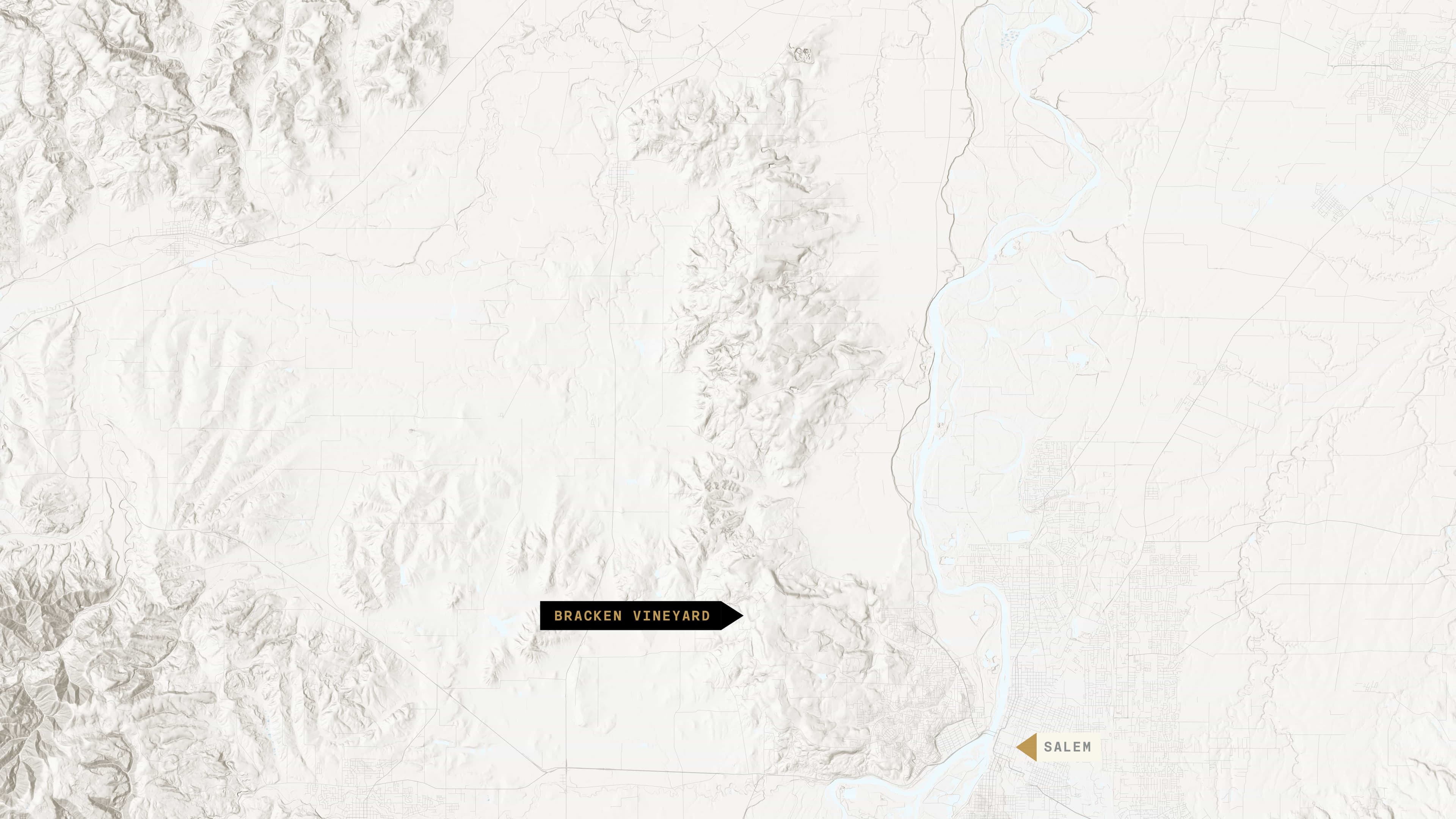 Topographical map of Willamette Valley wine region
